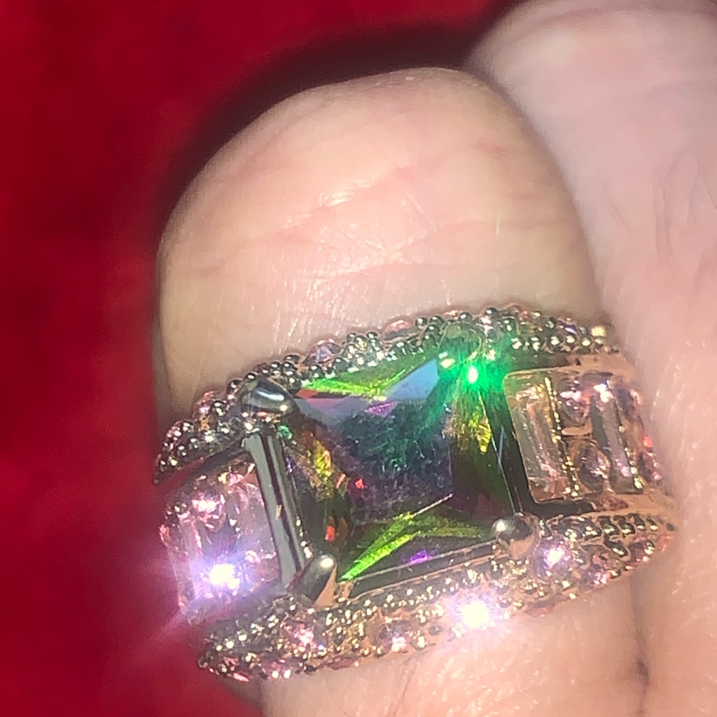 Mystic Topaz And Pink Cz Super Gold Plated Ring 8 30$